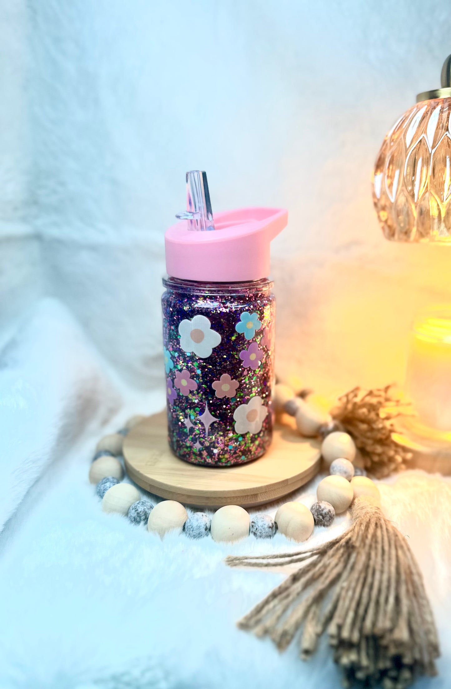 10oz Sippy Cup-Flowers-Light Pink