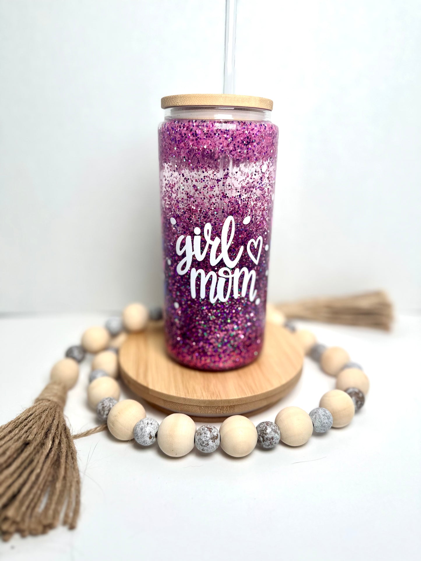 16oz Snow Globe Tumbler-GLASS CUP-Girl Mom