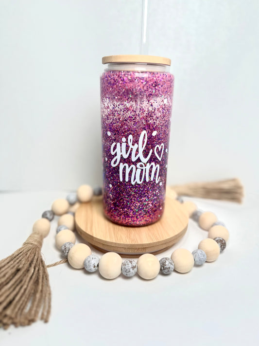 16oz Snow Globe Tumbler-GLASS CUP-Girl Mom